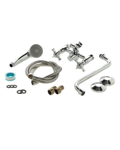 Смеситель для ванны двухвентильный универсальный с душевым набором Agger Retro-X A1722200 хром